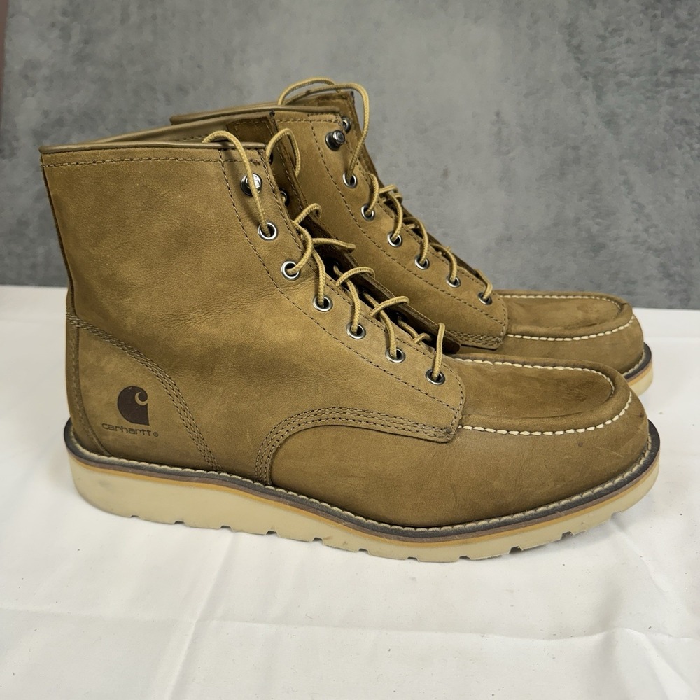 Carhartt Moc Soft Toe Work Boots Mens 10.5 Wheat Brown 6" Leather EH SR FW6077